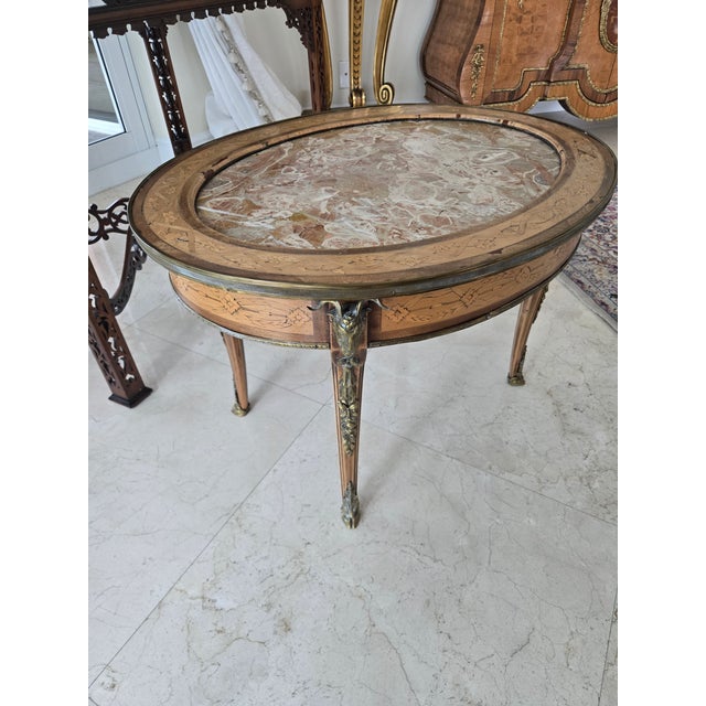 Antique French Bronze & Marble Coffee Table W Rams Heads For Sale - Image 12 of 13