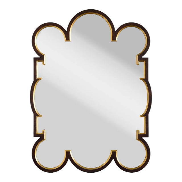 Bunny Williams for Mirror Home Walnut Burl Wood & Distressed Gold Leaf Mirror For Sale