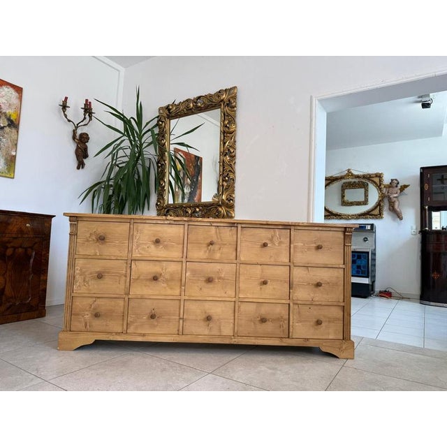 Rustic Apothecary Shop Chest in Softwood For Sale - Image 5 of 16