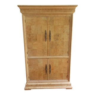 1970s Charles X Henredon Bookmatched Maple Burl Armoire For Sale