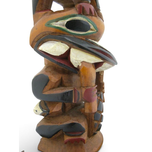 Wood Ray Williams Pacific Nw Eagle Clan Native American Carved Wood Totem Pole For Sale - Image 7 of 14