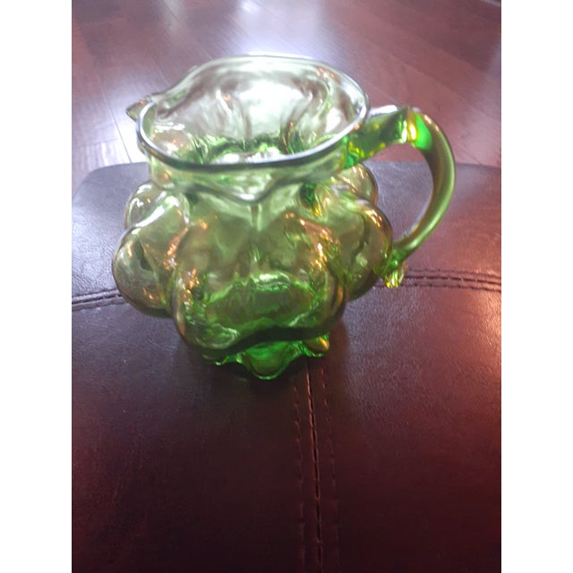 1960s Vintage Kanawha Glass Green Bulbous Miniature Pitcher For Sale - Image 5 of 7