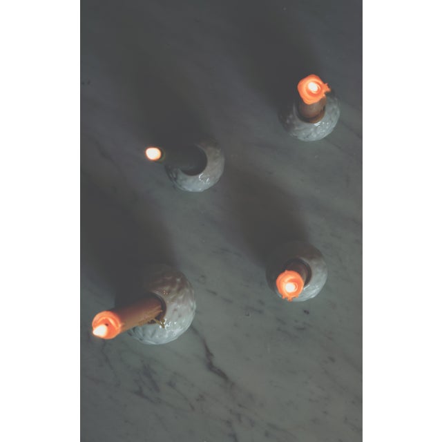 Hutscheneruther Mid Century Modern Glazed White Porcelain Botanical Candle/Vase Set by Hutschenreuther Germany - 4 Piece Set For Sale - Image 4 of 13