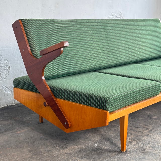 Forest Green Mid-Century Convertible Sofa from Opp Drevovyroba, 1970s For Sale - Image 8 of 15