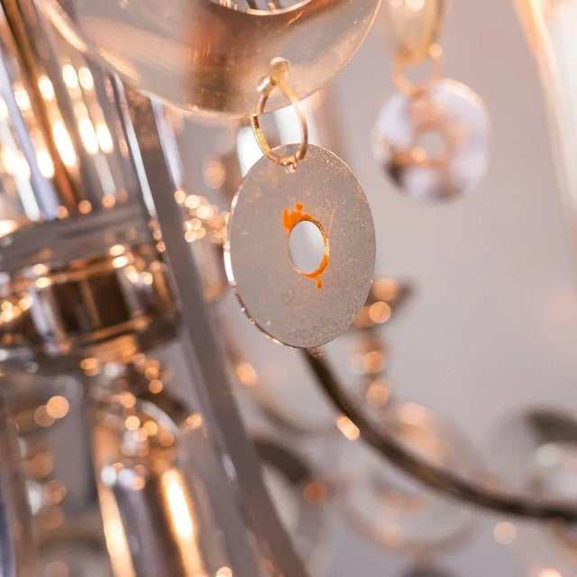 Metal Steel Glass Chandelier, 1970s For Sale - Image 7 of 10