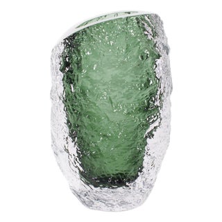Emerald Crystalized Glass Vase- Medium For Sale