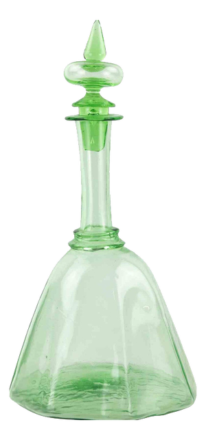 Vintage Green Glass Decanter, 1930s