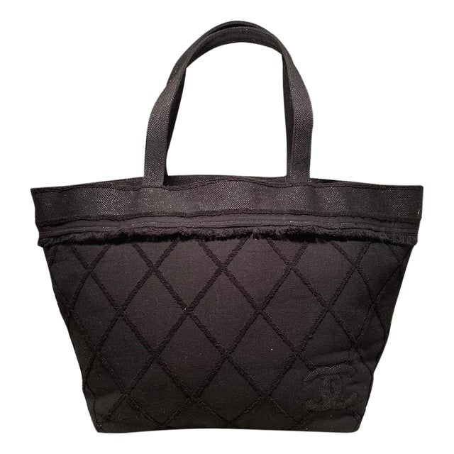 Chanel Black Canvas Raw Edge Tote Bag For Sale