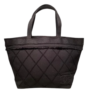 Chanel Black Canvas Raw Edge Tote Bag
