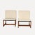 Lounge Chairs with Wooden Frames, Fabric Strap Seats, Metal Slat Backrests and Beige Upholstery France, 1950s, Set of 2,...