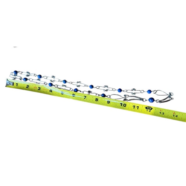 Blue 1990s Sterling Silver Lapis Lazuli Necklace Earrings Set - 3 Pieces For Sale - Image 8 of 11