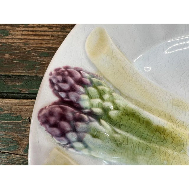 Vintage Earthenware Asparagus Plates from Lunéville, Set of 6 For Sale - Image 5 of 10