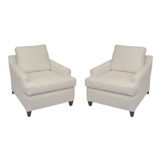 Pair of 1950s Wormley Style Club Chairs in Faux Shearling For Sale