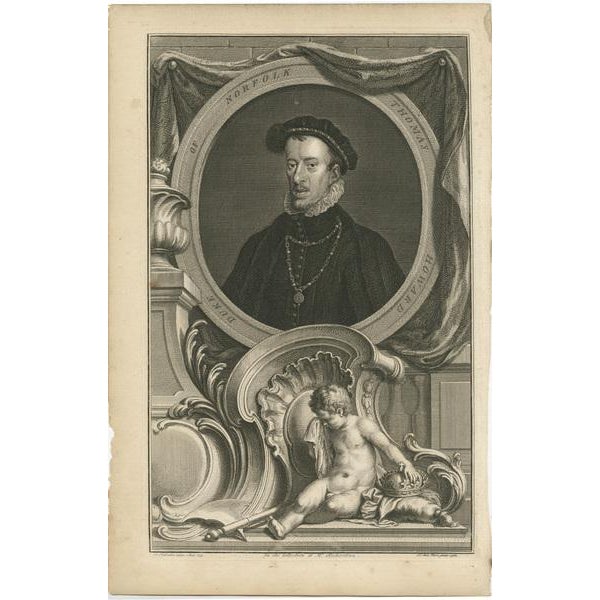 Antique portrait titled 'Duke of Norfolk Thomas Howard'. Thomas Howard, 4th Duke of Norfolk, KG (Kenninghall, Norfolk, 10...