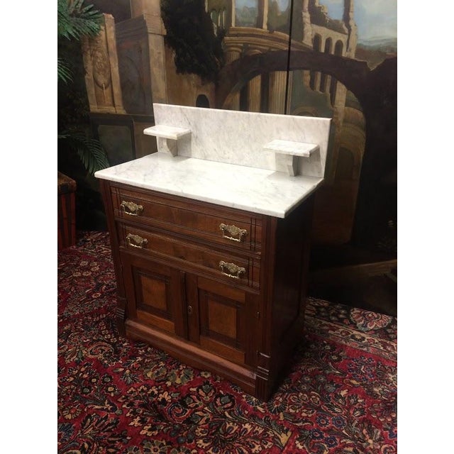 Antique Victorian Washstand Cabinet, Marble Top For Sale - Image 6 of 13