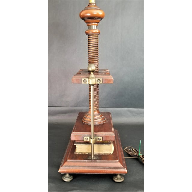 Vintage Norman Perry Wood Book Press Library Table Lamp With Real Books For Sale - Image 4 of 11