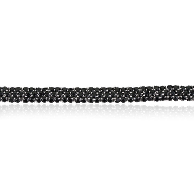 Not Yet Made - Made To Order Wide Three Row Mosaic 14.37 CTW Black Onyx Tennis Bracelet in 925 Sterling Silver 7 Inch For Sale - Image 5 of 15