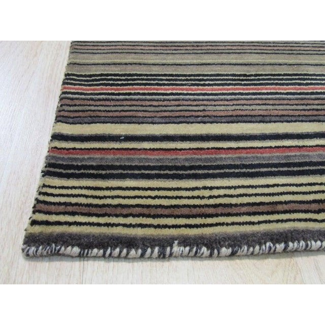 3x5 Multicolor Hand-Knotted Wool Striated Jewel Tones Striped Modern Carpet Rug For Sale - Image 4 of 5