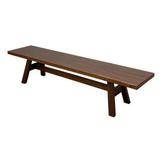 Vintage Brutalist Walnut Bench by Giovanni Michelucci, 1970s For Sale