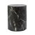 Striking modern round block side table. Lightweight concrete with water transfer marble finish. Beautiful black marble...