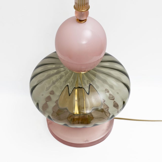 2000 - 2009 Geometric Murano Glass Table Lamps in Pink and Green in the style of Sottsass, 2000, Set of 2 For Sale - Image 5 of 9