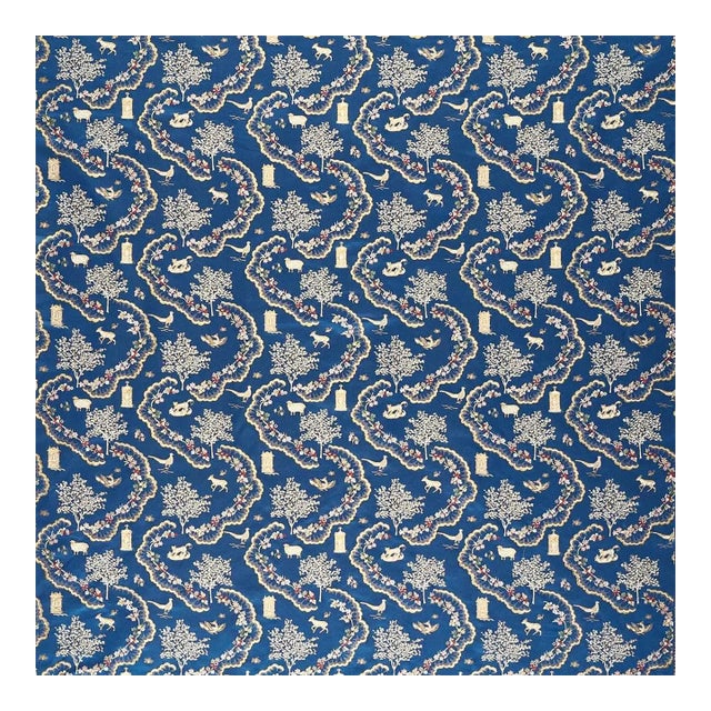 Sanderson Wildflower Meadow Brocade Fabric in Sapphire For Sale