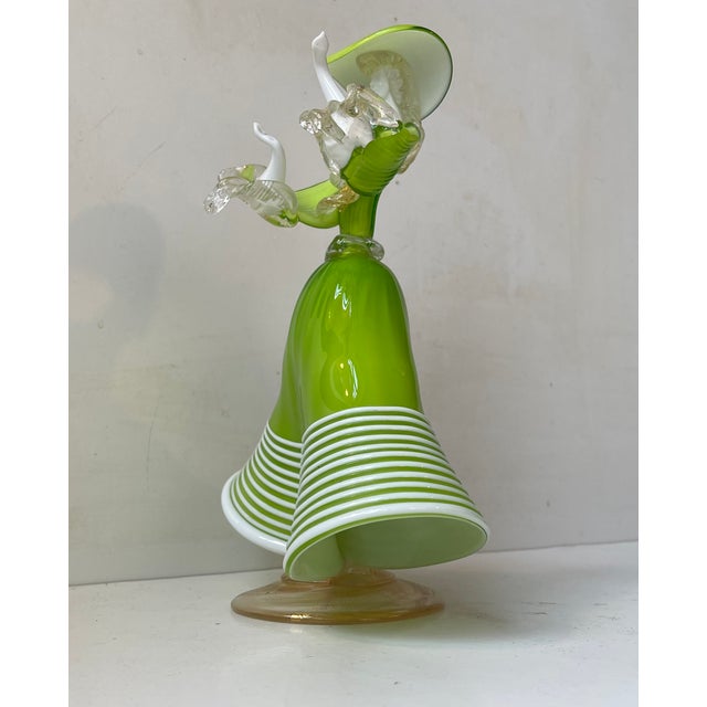 Glass Vintage Kelly Green Venetian Murano Glass Dancers by Franco Toffolo, 1960s, Set of 2 For Sale - Image 7 of 17