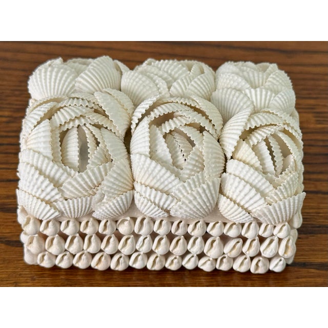 Late 20th Century White Scallop Shell Rosette Covered Box For Sale - Image 9 of 9