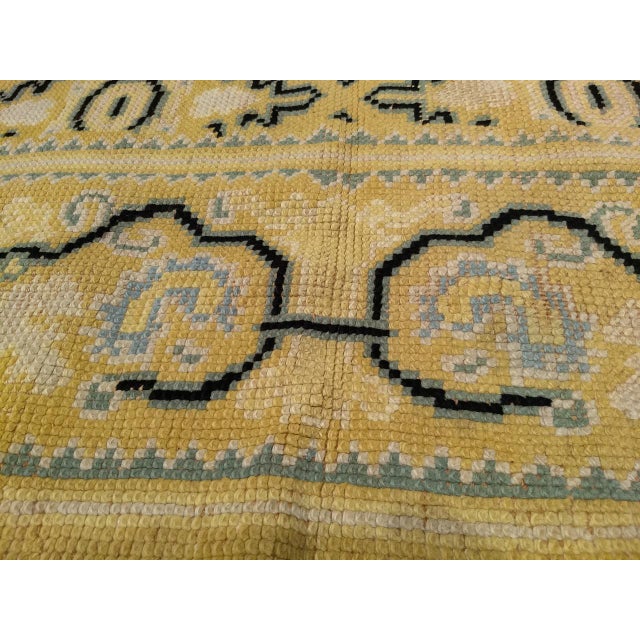 Vintage French Area Rug, Hand-Knotted Wool, Allover Geometric Design, Tan & Black, 6x9 For Sale - Image 16 of 17