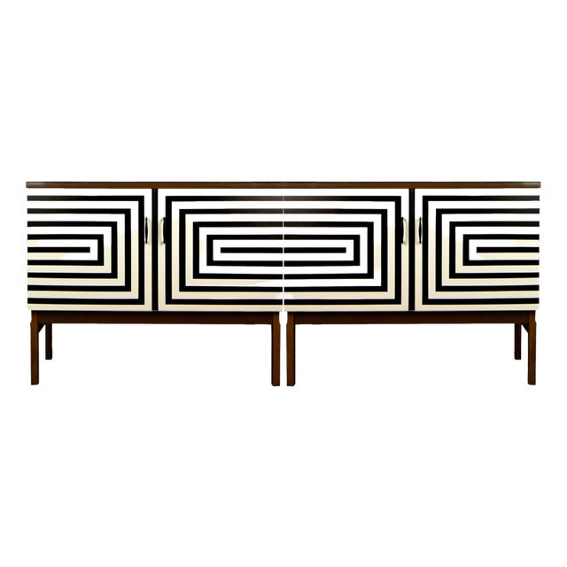 Modular Sideboard with Op Art Motif, 1970s, Set of 2 For Sale