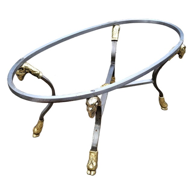 Vintage Italian 20th C Mid-Century Modern Steel & Brass Ram Head Coffee Table For Sale - Image 4 of 18