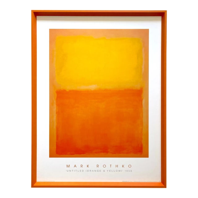 Mark Rothko Vintage Lithograph Print Framed Abstract Expressionist Poster " Untitled ( Orange & Yellow ) " 1956 For Sale