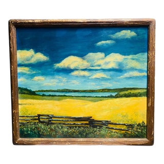 Vintage 1947 Scenic Landscape Oil on Board Painting by Lydia Hankenmeier For Sale