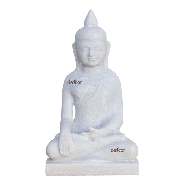 Table Top Pure White Marble Buddha For Sale