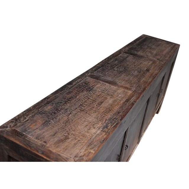 Vintage Distressed Reclaimed Wood Sideboard Cabinet 26 For Sale - Image 4 of 4