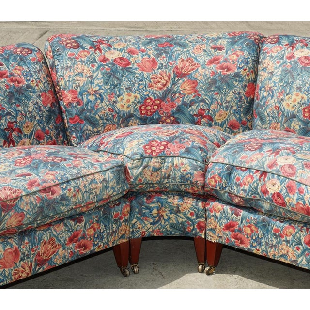 Gold Large Vintage London Bridgewater 5 Seat Corner Sofa in Floral Fabric from Howard & Sons For Sale - Image 8 of 18
