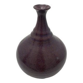 Mid 20th Century Plum Glazed Ceramic Vase For Sale
