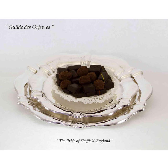 Metal 1970’s Vintage/New Round Silverplate Scalloped Edge Salver For Sale - Image 7 of 11