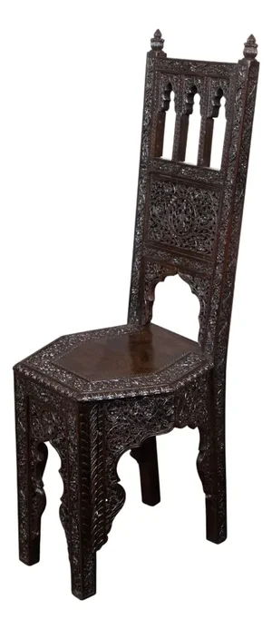 Anglo Indian Hand Carved Side Chair with Richly Carved Floral Motifs, circa 1900