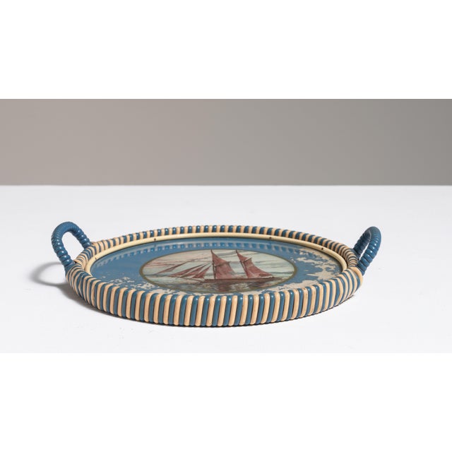 Mid 20th Century United Kingdom Blue Glass Tray For Sale - Image 12 of 15