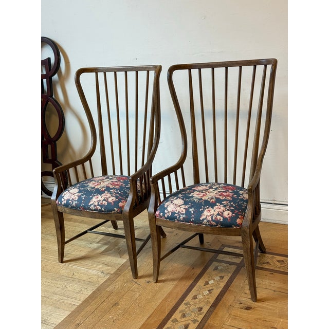 Brown Hooker Furniture Sanctuary Tall Spindle Armchairs + Ralph Lauren Fabric, Pair For Sale - Image 8 of 12