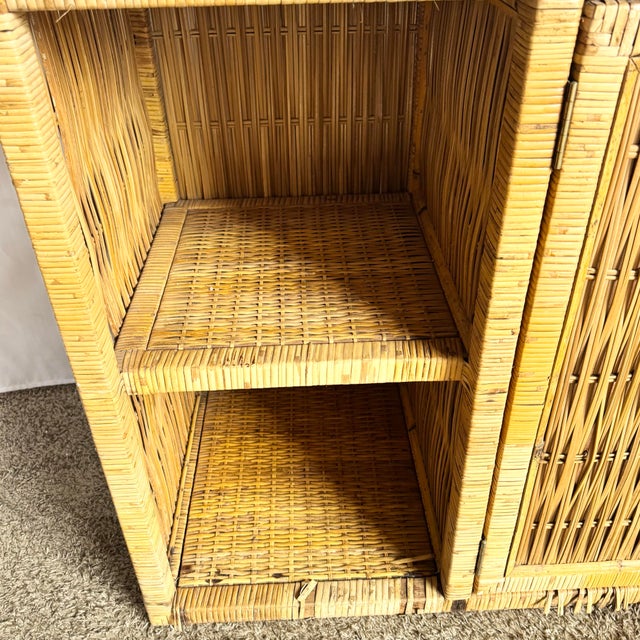 Brown Vintage Boho Chic Wicker Credenza For Sale - Image 8 of 11