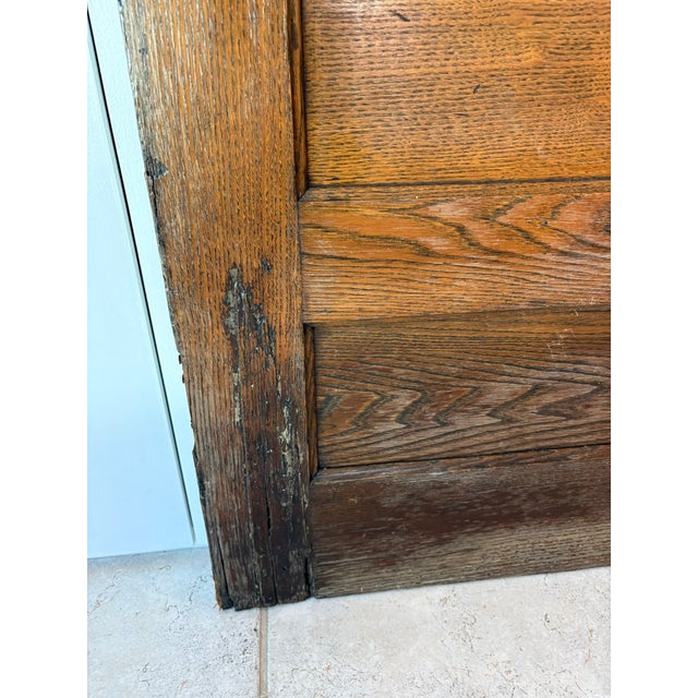 Antique Solid Oak Five Panel Interior Door Architectural Salvage For Sale - Image 11 of 11