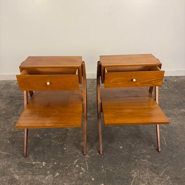 Drexel Declaration Pair of Kipp Stewart for Drexel Declaration Walnut End Tables Nightstands For Sale - Image 4 of 12
