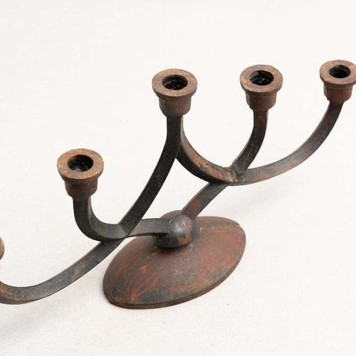 Rustic Metal Candleholder, 1940 For Sale - Image 10 of 16