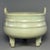 Beautiful antique Chinese Longquan celadon tripod censer with two side handles. Fine crackle glaze, elegant shape, good...