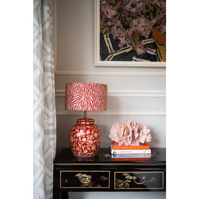 Bring personality and warmth to your home with this bold, art-inspired lampshade. Digitally printed on 100% organic cotton...