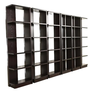 Modern Art Deco Dark Oak Modular Étagères or Bookcases, Set of Six For Sale