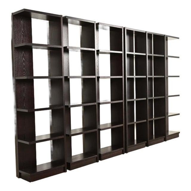 Modern Art Deco Dark Oak Modular Étagères or Bookcases, Set of Six For Sale