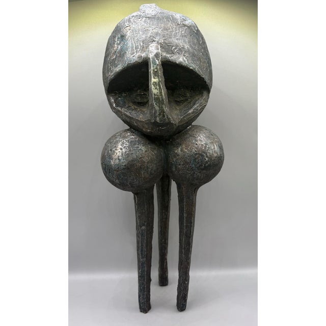Mid Century Brutalist Bronzed Metal Tribal Tripod Sculpture For Sale In San Diego - Image 6 of 11
